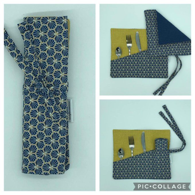 pochette à couverts et sa serviette assortie