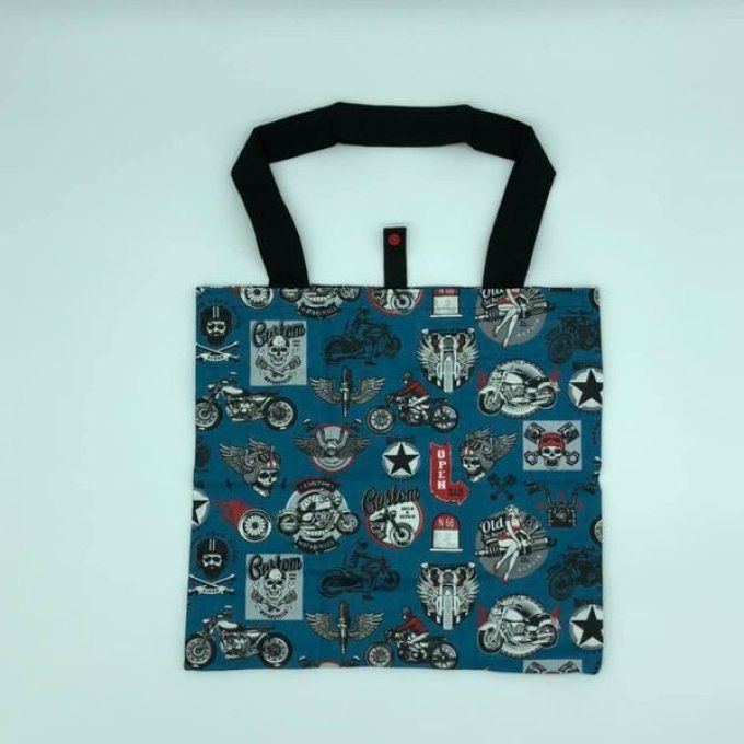 tote bag homme pliabe motard bleu